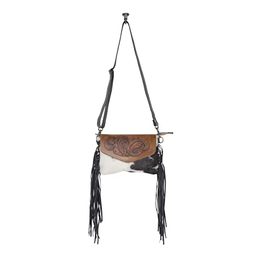 Myra Bag Women's Anam Cara Hair-On Hide Hand-Tooled Fringe Black One Size4