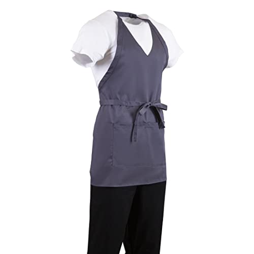 Whites Chefs Clothing B422 Latzschürze mit V-Ausschnitt, Grau
