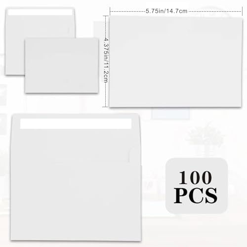 Envelopes brancos A2 100 pacotes de envelopes para cartões de 10 x 12 cm, autoselo para casamentos,