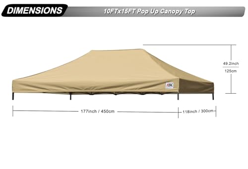 Image of ABCCANOPY Replacement Canopy Top for Pop Up Canopy Tent 10x15 Beige