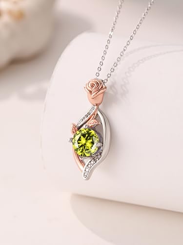 Rose Birthstone Necklaces for Women Rose Gold/White Gold Pendant Jewelry Wedding Anniversary Birthday Gift for Wife Her Mom Hypoallergenicity Jewelry With Fine Birthstone - Image 6