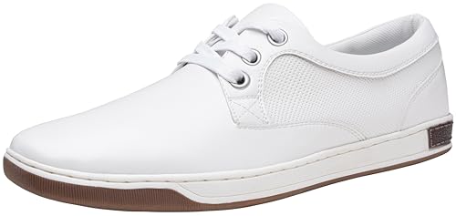 Jousen Men's Casual Shoes Memory Foam Mens Fashion Sneakers 3 Eyelets Business Dress Sneaker (A81Q06 White 08)