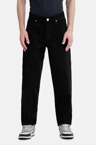 Image of SNITCH Men Jeans Streetwear | Balloon Fit Mid Rise & Acid Wash Design | 100% Cotton Breathable Fabric & Wide Leg Style for Urban Explorer & Casual Everyday Outings