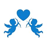 Adesivi per intaglio pregiato con simbolo del cuore dell'amore, amorini con fiocco, salone di nozze, 54x74,3 cm, non danneggiare la superficie della parete, grandi, blu