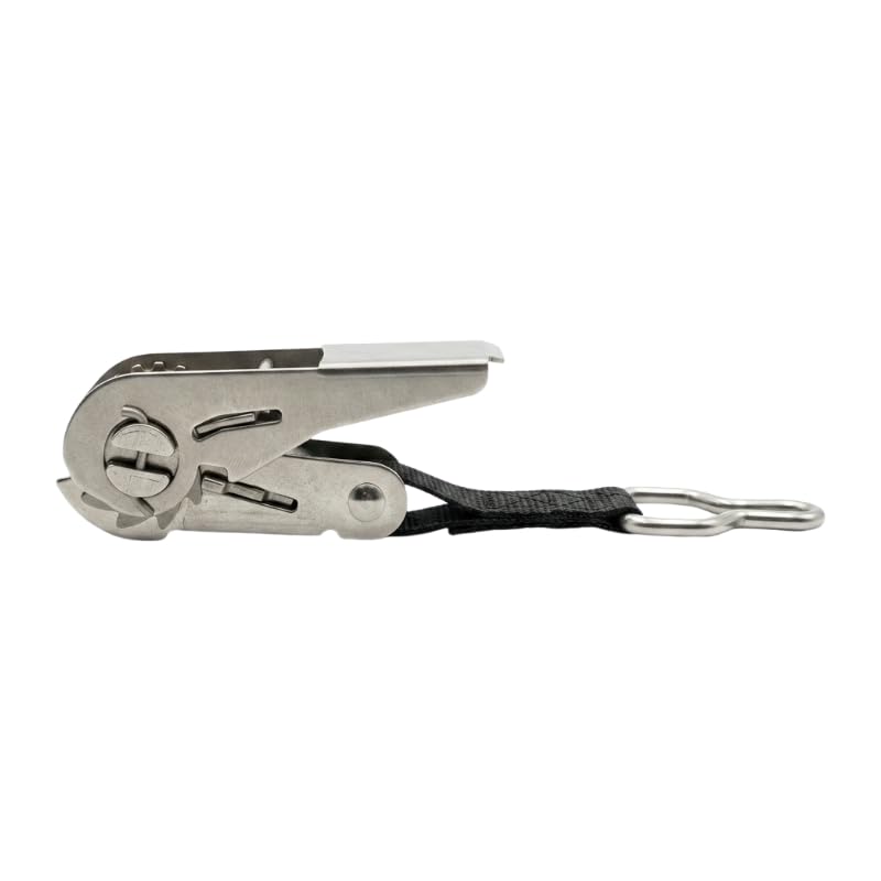 Cliquet INOX Anneau T Sangle Noire pour Couverture à Barres