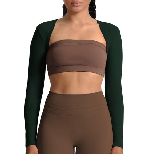 Image of Aoxjox Women's Lexi Lined Bolero Shrug | workout long sleeve,waist-defining cropped fit,open front cardigan,buttery soft fabric,layering,yoga,gym,daily wear