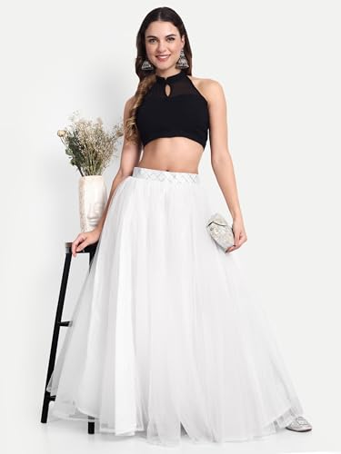 Image of TILISM Women's and Girls Solid Satin Long Skirt