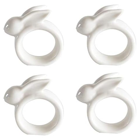 Easter Rabbit Porcelain Napkin Rings, Set of 4 Cover