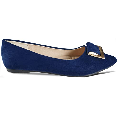 Unifizz Women's Flats Shoes Ballet Flats Buckle Dress Shoes Comfortable Faux Suede Slip on for Women2