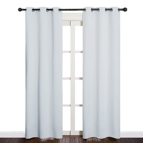 Image of NICETOWN Room Darkening Curtain Panels for Bedroom, Easy-Care Solid Thermal Insulated Room Darkening Draperies /Drapes (Greyish White, 2 Panels, 34 by 84)