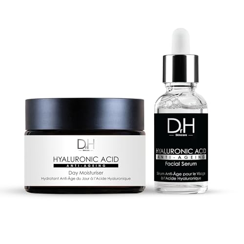 Dr H Hyaluronic Acid Facial Serum & Day Moisturiser Skincare Kit | Serum 30ml & Day Moisturiser 60ml | Hydrating & Nourishing Formula with Allantoin, Aloe Vera & Gluconolactone for Youthful Skin