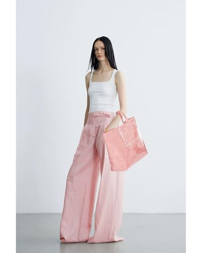 Image of Large Tote Bags for Women PVC Clear Totes Bag Plastic Carry All Bag Kraft Paper Shoulder Handbag Hobo for Work Travel