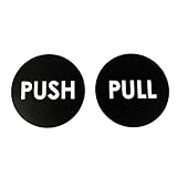 Round Push Pull Door Signs | Set of 2 | 2' Matte Black Laser Engraved Acrylic | Indoor & Outdoor...