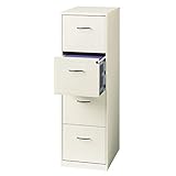Office Dimensions 18' Deep 4 Drawer Vertical File Metal File Cabinet, Letter-Sized, Pearl White