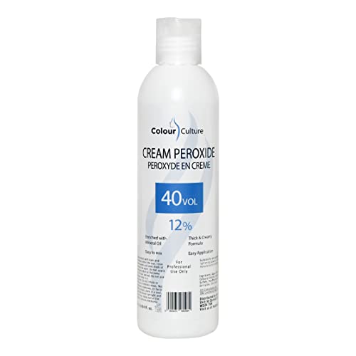 Colour Culture Cream Peroxide 12% 40 Volume-250ml Hydrogen Peroxide Developer for Hair Colouring & Bleaching Lifts 8-9 Levels Works with All Brands of Hair Bleach Colour/Tint & Lightening Powder