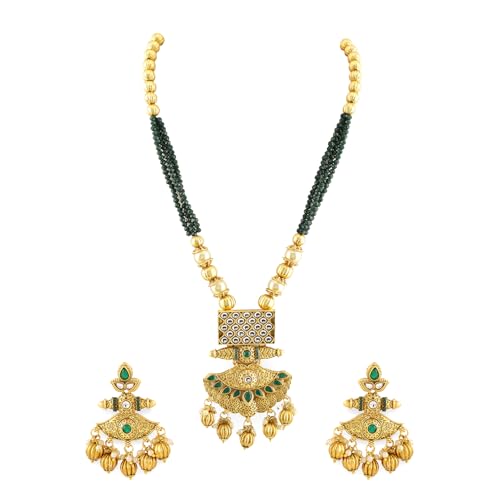 Image of Rubans Long Necklace Set Gold Plated Traditional Stylish Multicolour Jewellery Gift for Women & Girls