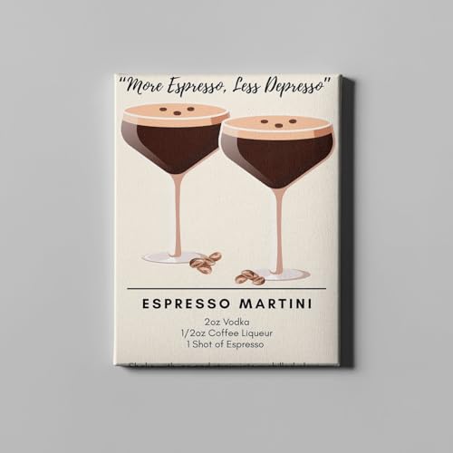 Cuadro de Espresso Martini en lienzo mediano: decoración de pared sobre mixología