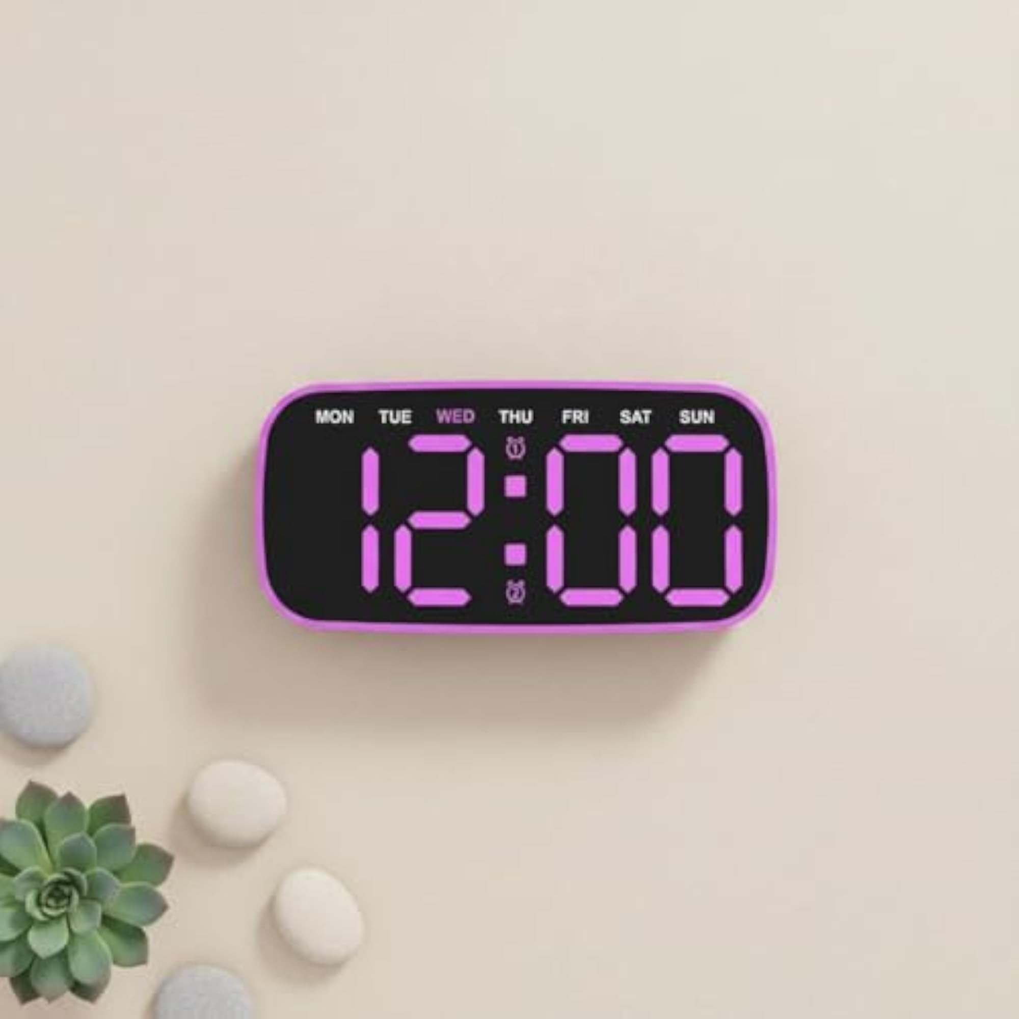 Wood Grain Desk Timepiece Large Display Digital