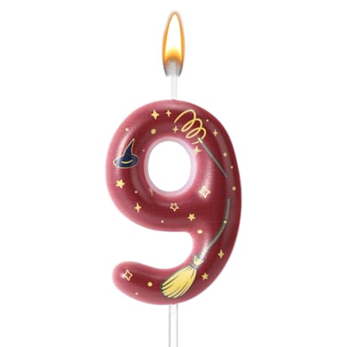 Magical Wizard Birthday Candle, Magic Theme Birthday Number Candle Cake Topper Magical Wizard Party Supplies for Boys Girls Party Favors (9)