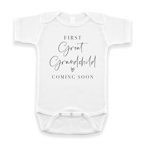 Pregnancy Announcement Onesie Bodysuit Polyester Baby Announcement Ideas Unisex Baby Bodysuit Vest Short Sleeved Pregnancy Reveal Gift for New Mum New Dad Baby (First Great Grandchild 0-3 Months)