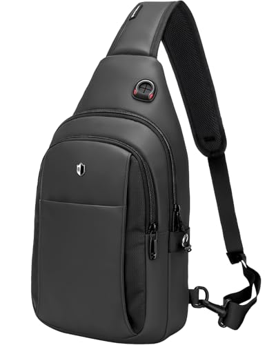 baaob Sling Bag for Men Anti Theft Crossbody Bag with Lockable Zipper Water Resistant Chest Bag Fits 11 iPad & Switch 2 Lightweight Sling Backpack for Travel Work & Commuting