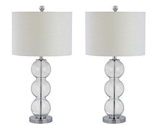 JONATHAN Y JYL1070D-SET2 Bella 27" Glass Triple-Sphere LED Table Lamp Contemporary,Transitional for Bedroom, Living Room, Office, College Dorm, Coffee Table, Bookcase, Clear/Chrome(Setof2)