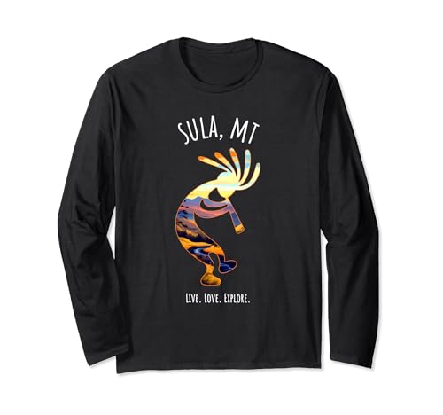 Sula Montana USA Dancing Kokopelli Design Long Sleeve T-Shirt