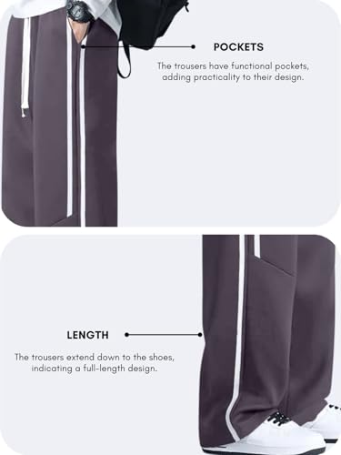 Image of GRECIILOOKS Korean Style Track Pants for Men - Loose Fit Lycra Cargo Joggers | Trendy Gym & Streetwear Bottoms with Utility Pockets (Available in Plus Size)
