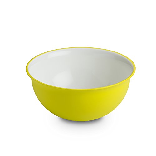 Omada Design Saladier 2 lt. 20x9 cm blanc intérieur coloré extérieur, en plastique et antibactérien, convient au micro-ondes et incassable, idéal en cuisine, ligne Sanaliving, Acid Vert