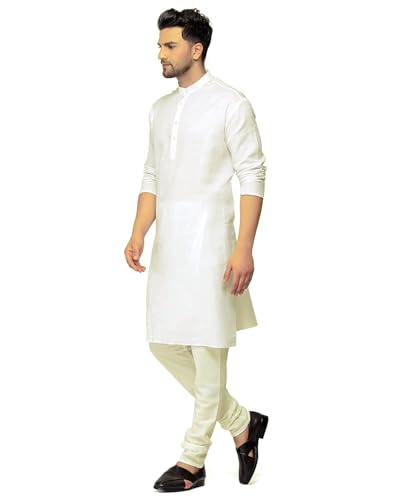 Image of Gauri Laxmi Enterprise Men's Cotton Blend Straight Kurta || Ivory Color Kurta || Off White Kurta