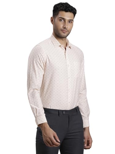 Image of Turtle Men Cotton Melange Slim Fit Light Pink Formal Shirt