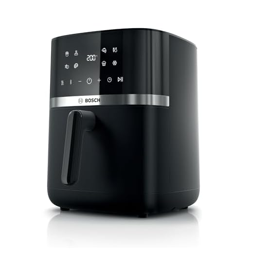 Friggitrice Ad Aria Bosch Serie 4 Friggitrice ad Aria MAF462B0, Air Fryer 6,1 L, 7 Programmi, Doppia Resistenza, Funzioni Defrost e Mantenimento in Caldo, Touchscreen, Cottura fino al 60%* Più Veloce, Nero