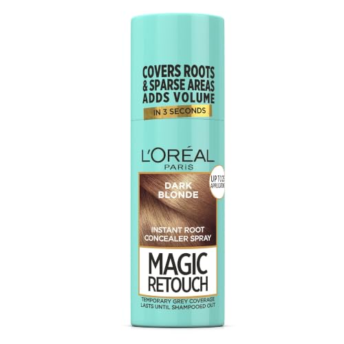 LOréal Paris Magic Retouch Instant Root Concealer Spray Quick Grey Coverage Easy Application Home Salon Hair Dye or Hair Colour Shade: Dark Blonde 75ml