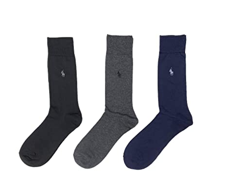 POLO RALPH LAUREN Men`s Supersoft Rib Dress Socks 3 Pack (B(8129PKN-001)/N, 10-13)