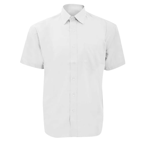Image of Russell Collection Mens Short Sleeve Poly-Cotton Easy Care Poplin Shirt (19.5) (White)
