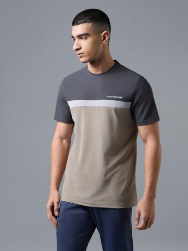 Image of TECHNOSPORT Men's Slim Fit Half Sleeve Crew Neck T-Shirt, MATPIQ Quick Dry Moisture Wicking Stretchable Sports Gym and Casual Wear