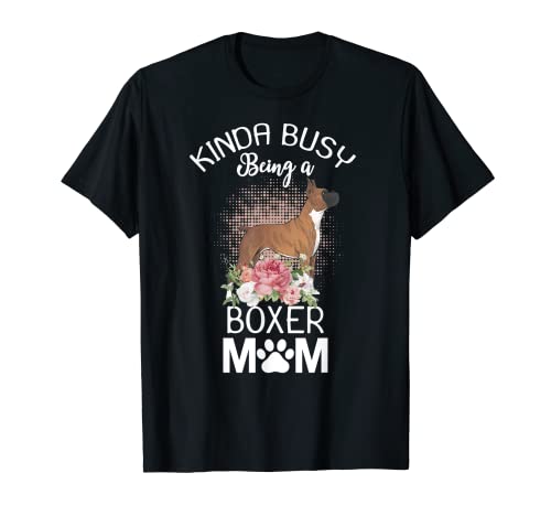 Boxer Mom Floral Dog Lovers Mujer Regalo Camiseta