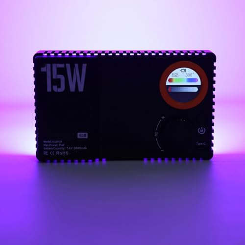 Luz de vídeo RGB portátil Fabater recargable de 15W para iluminación Vlog 7