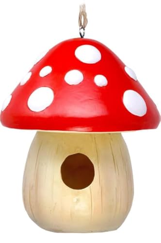 Spoontiques Mushroom Birdhouse - Cottage Core Garden Décor - Decorative Bird House for Yard and Garden Decoration - Hanging Novelty Birdhouse for Outdoor Patio