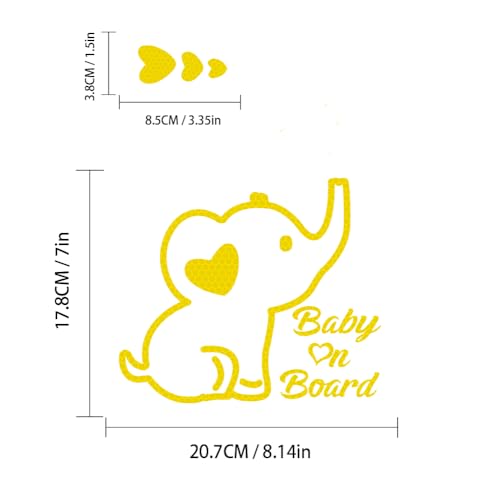 Image of High Intensity Reflective Baby on Board Car Decal Cartoon Cute Elephant Kids on Board Car Sticker Waterproof Safety Warning Decal Baby in Car Sticker (Mint Green)