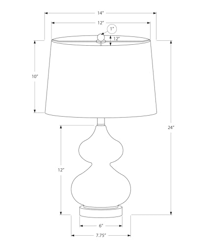 Monarch Specialties 9768, Green Cream, Contemporary Lighting Table Lamp Glass Ivory Shade, 14\" L x 14\" W x 24\" H