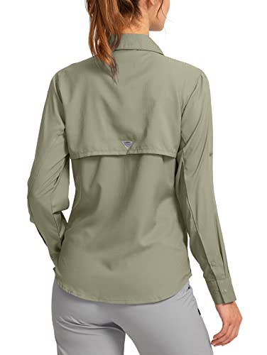 Camisa feminina de proteção solar com bolsos de zíper leve FPS manga longa para mulheres, Cinza e ve