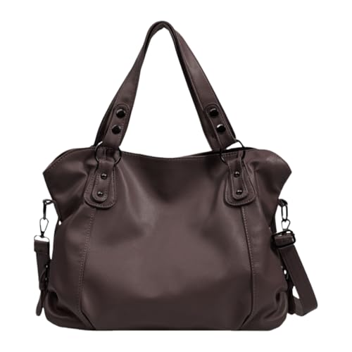 CAZSTYK Sac à bandoulière de grande capacité en cuir synthétique avec poignée sur le dessus, sac à main décontracté pour un usage quotidien, kaki