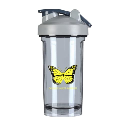 Childhood Cancer Awareness 18 Ounce Shaker Bottle Drink Mixer Leak-proof Pre Workout Protein Shakes Meal Replacement Shakes Bottles 500ML/18 Oz Gray&-1