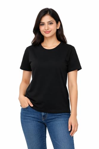 Image of Hangout Hub HH95 Tshirt for Womens | Regular Fit | Super Combed Cotton Women T-Shirt | Solid Plain Tees | Round Neck T Shirt | Half | Pack of 2 | 3 | 4 | 5 | 6