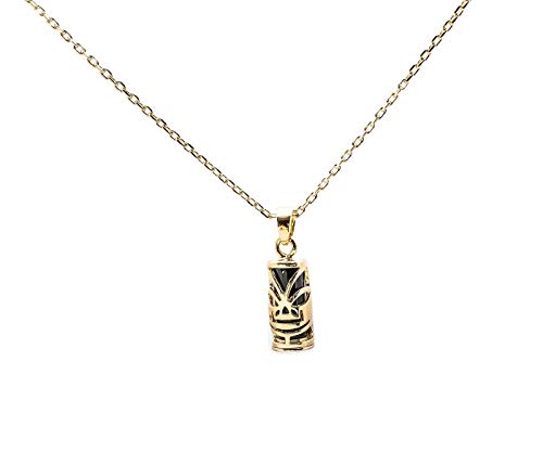 ASCALIDO AVEC COFFRET collier 50cm pendentif amulette petit TIKI porte bonheur de Tahiti et sa chaine homme en plaqué OR 750 neuf