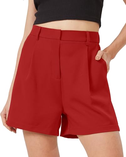 XinYangNi Casual Elastic High Waisted Tailored Work Business Pleated Wide