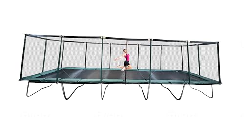 Happy Trampoline Pro Rectangle Trampoline 10x30 with Net Enclosure for Backyard Heavy Duty 750lbs Jumping Capacity - Commercial Grade Outdoor