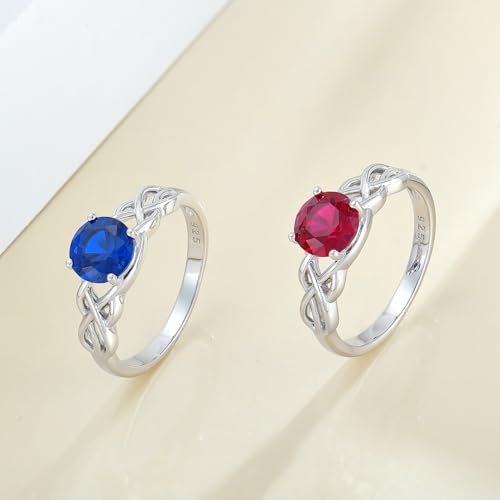 STARCHENIE Celtic Knot Promise Ring for Women 925 Sterling Silver Engagement Wedding Band with Birthstone (Size 5-10)4