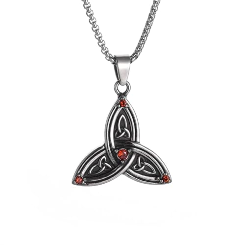 Collier en nœud celtique pour hommes et femmes avec pendentif sorcière trinité vintage
